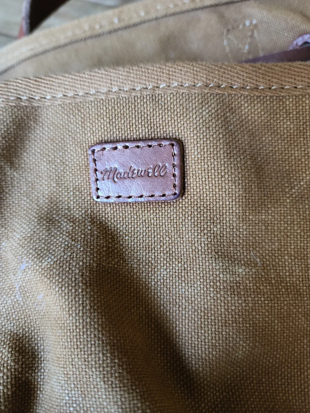Madewell Somerset canvas drawstring/bucket backpack with leather trim